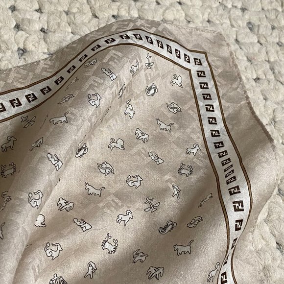 FENDI Authentic FF Logo FENDISSIMA Zodiac Scarf - Picture 6 of 7